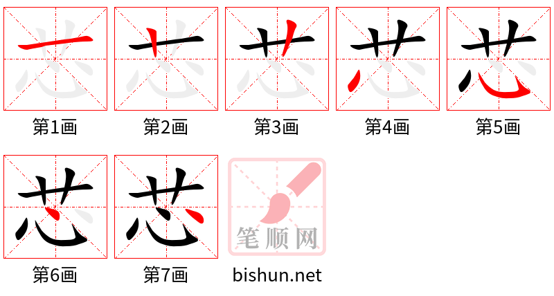 芯 笔顺规范