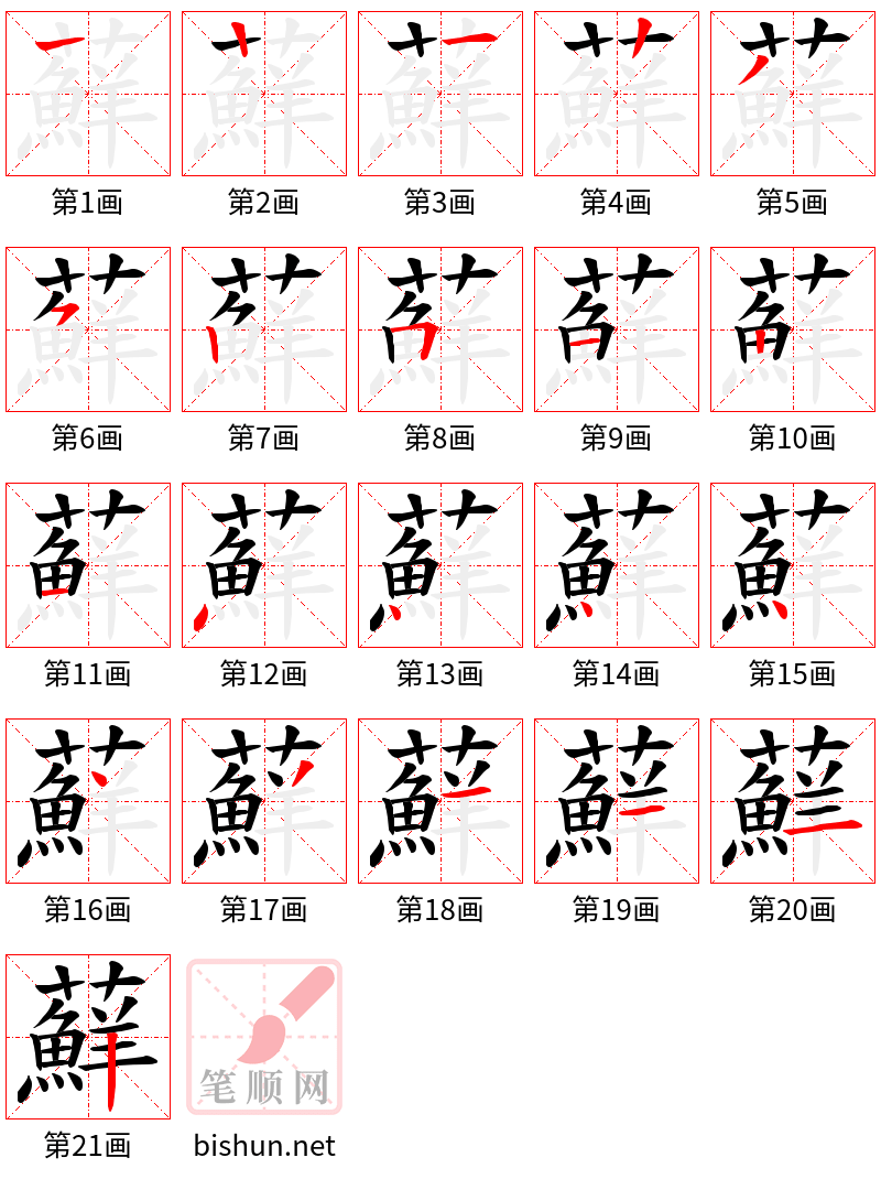 蘚 笔顺规范