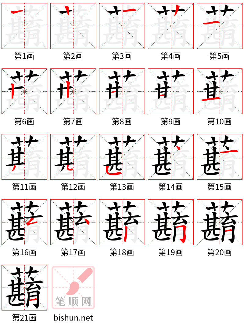 蘛 笔顺规范