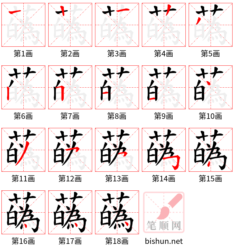 蘤 笔顺规范