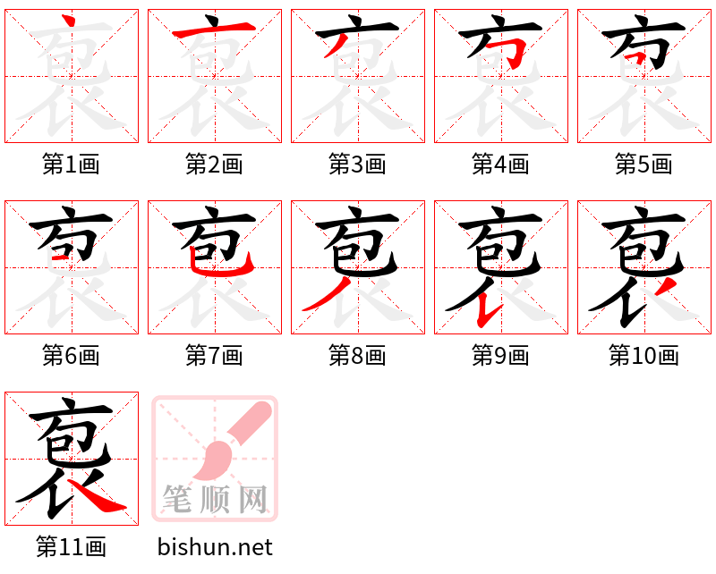 袌 笔顺规范
