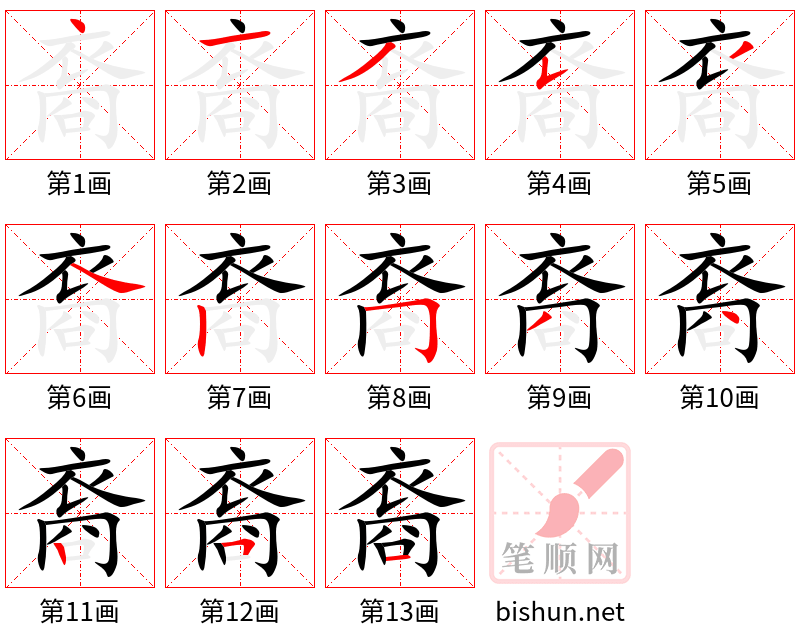 裔 笔顺规范