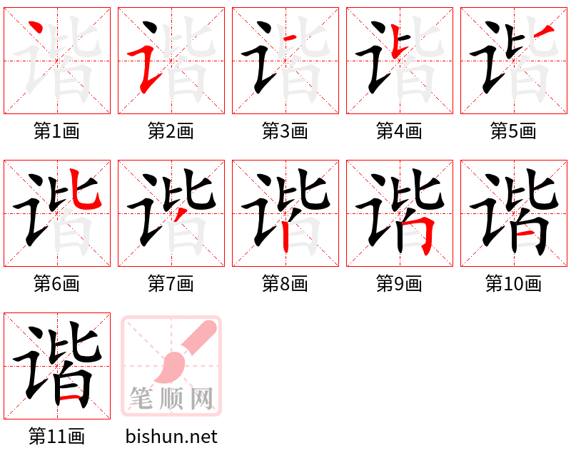 谐 笔顺规范