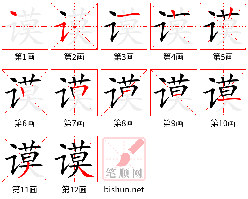 谟 笔顺规范