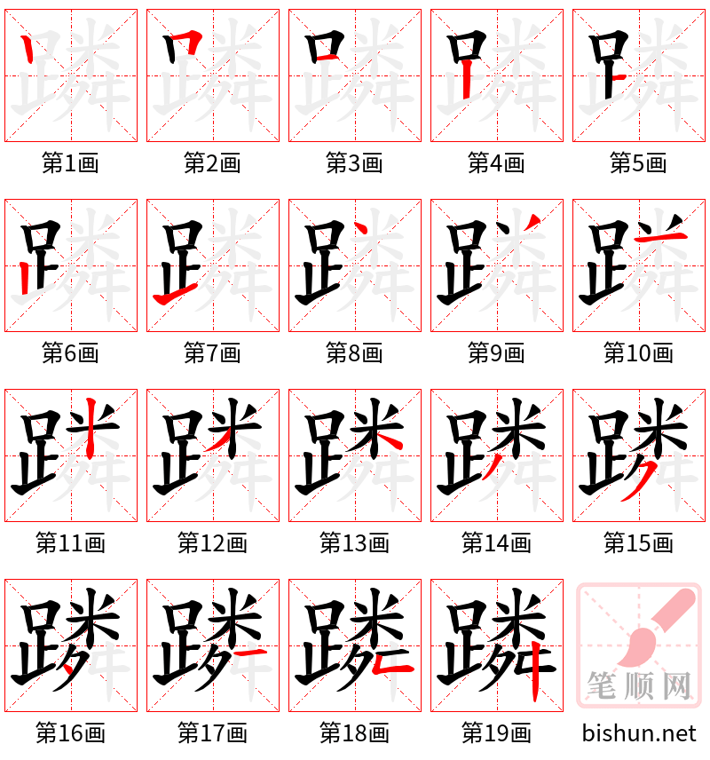 蹸 笔顺规范