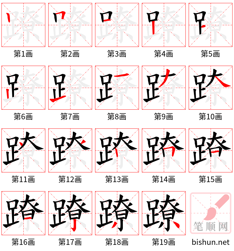 蹽 笔顺规范