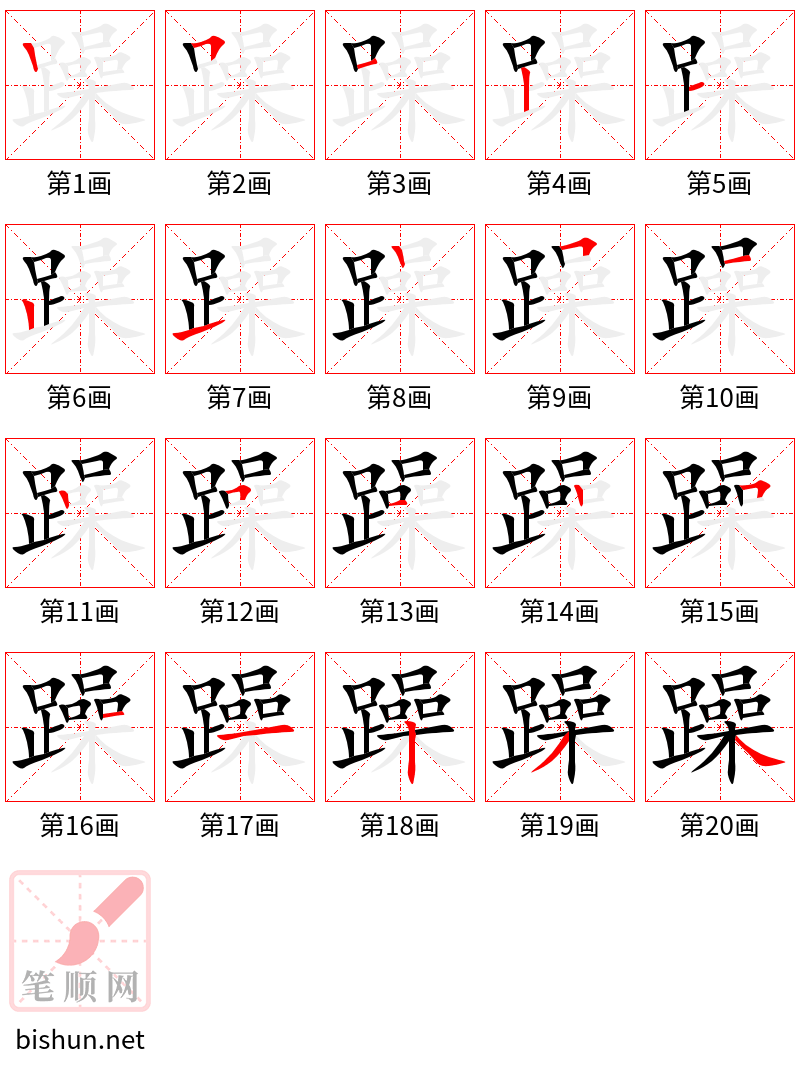 躁 笔顺规范