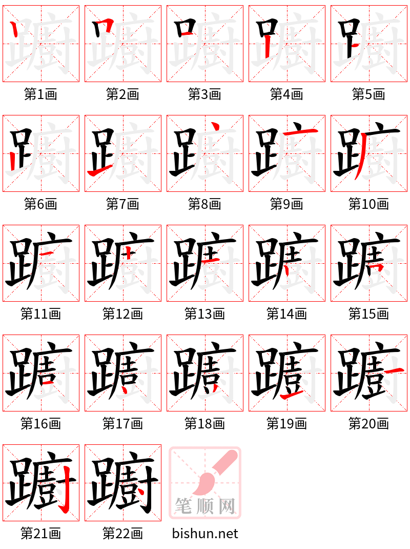 躕 笔顺规范