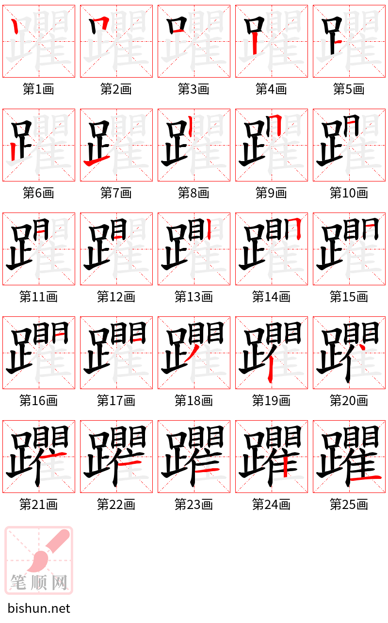 躣 笔顺规范