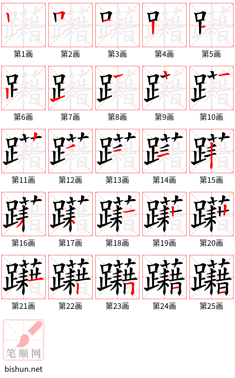 躤 笔顺规范