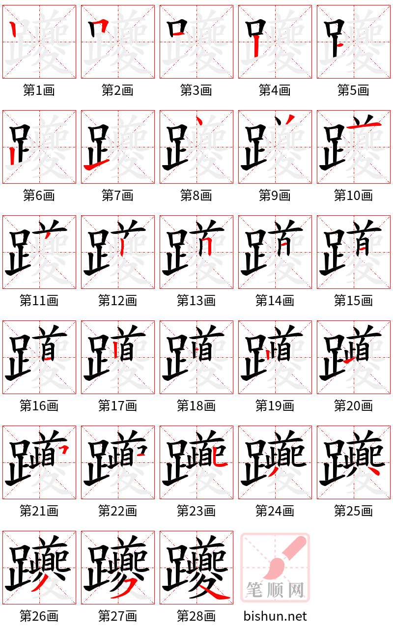 躨 笔顺规范