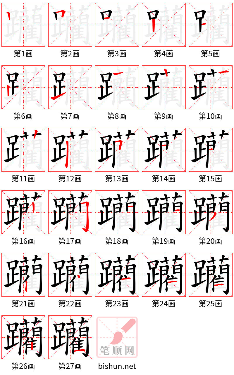 躪 笔顺规范
