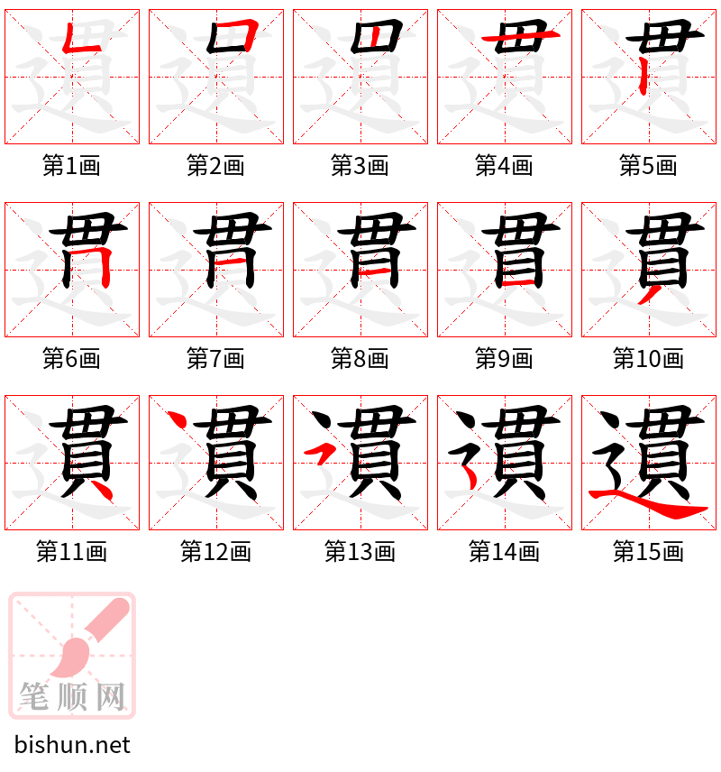 遦 笔顺规范