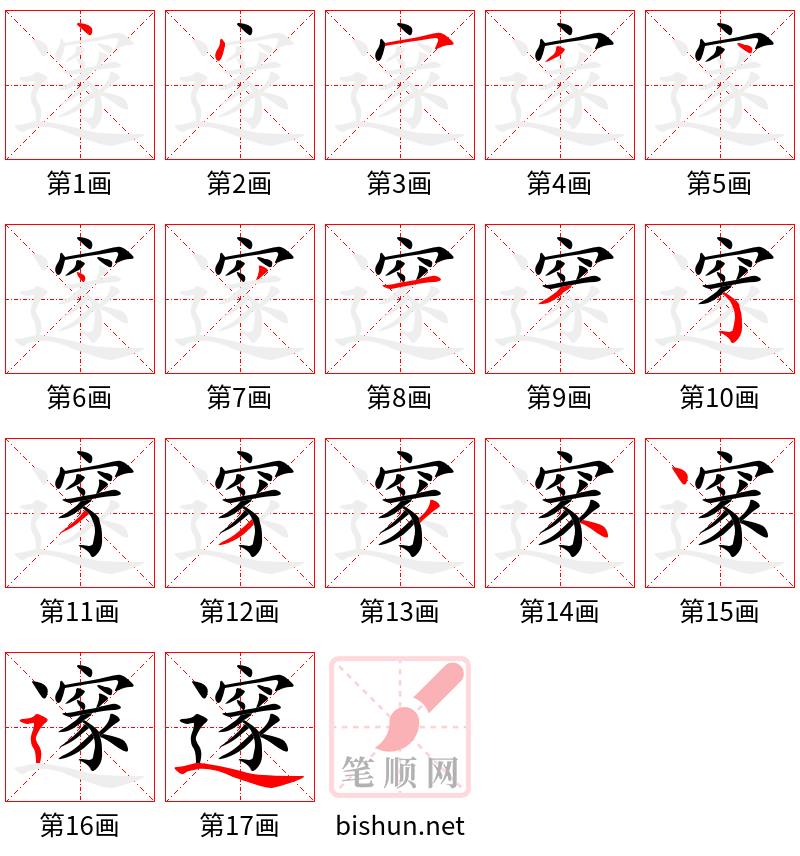 邃 笔顺规范
