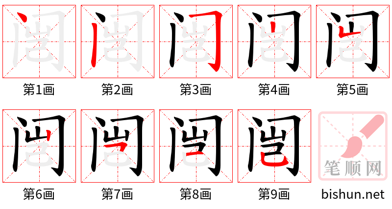 闿 笔顺规范