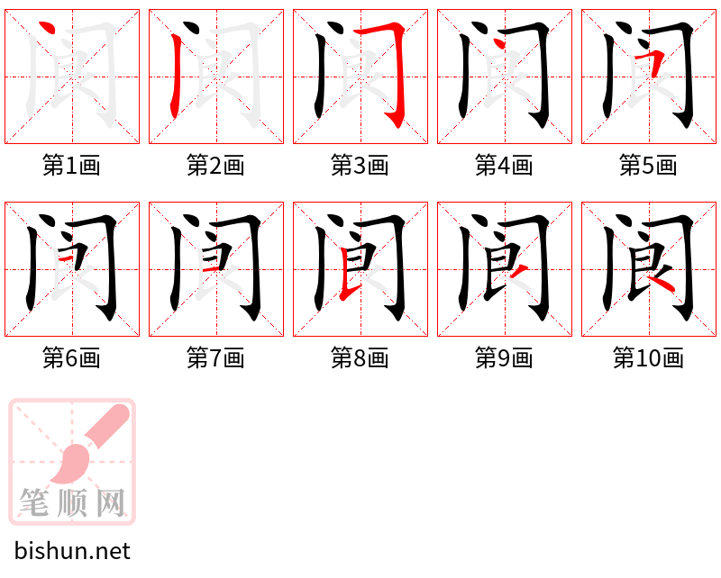 阆 笔顺规范