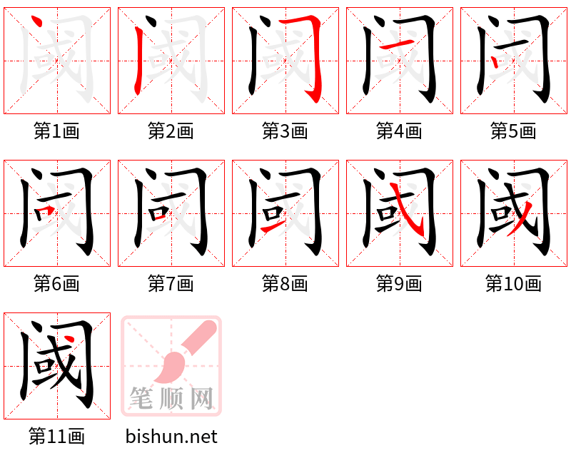 阈 笔顺规范
