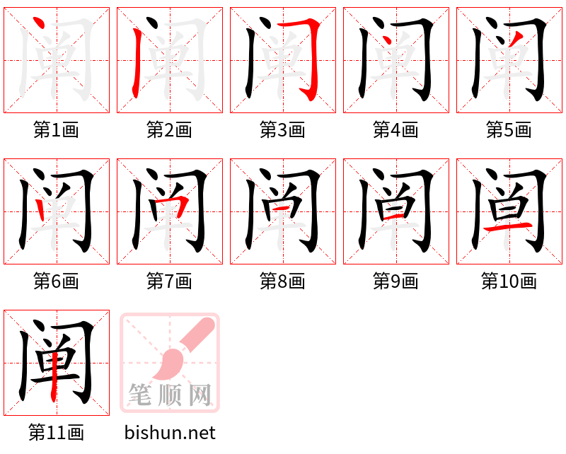 阐 笔顺规范