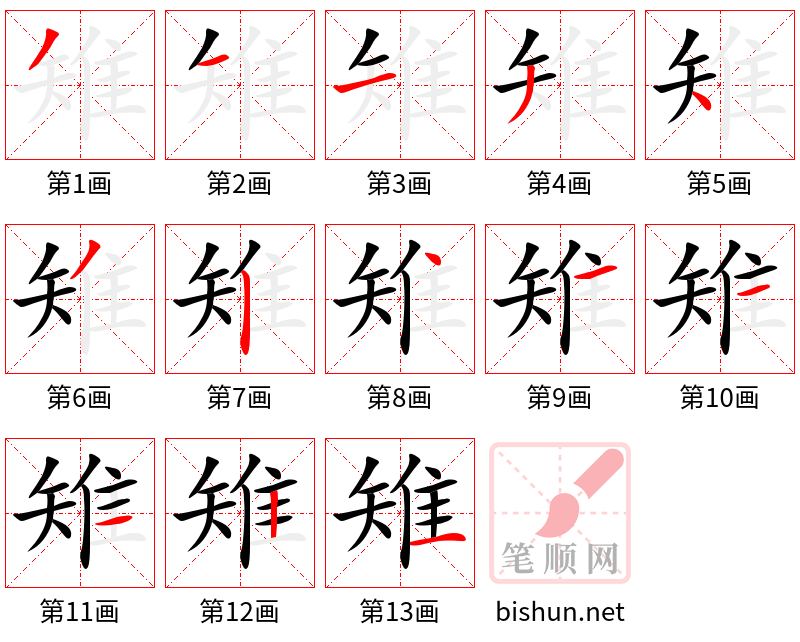 雉 笔顺规范