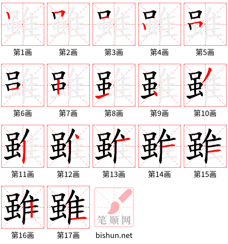雖 笔顺规范