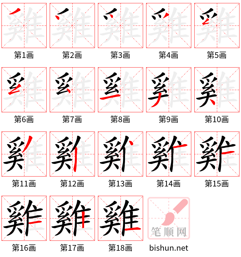 雞 笔顺规范