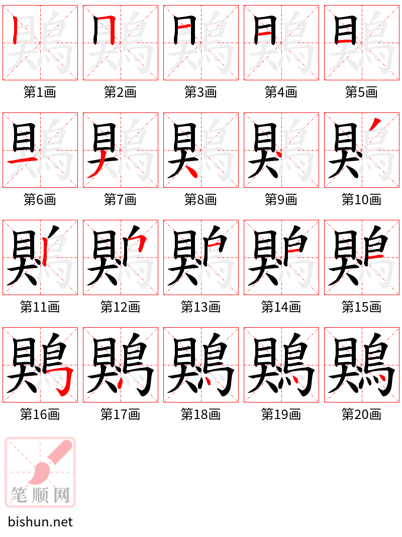 鶪 笔顺规范