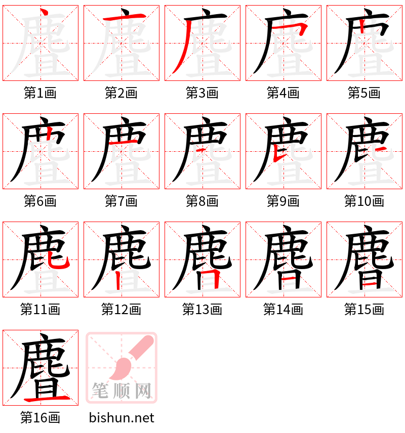 麆 笔顺规范