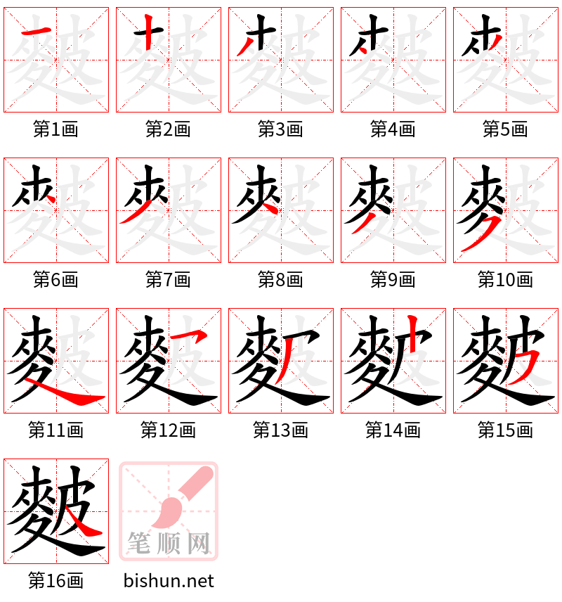 麬 笔顺规范