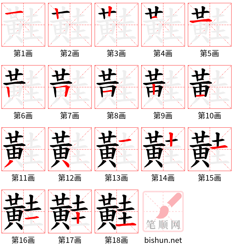 黊 笔顺规范