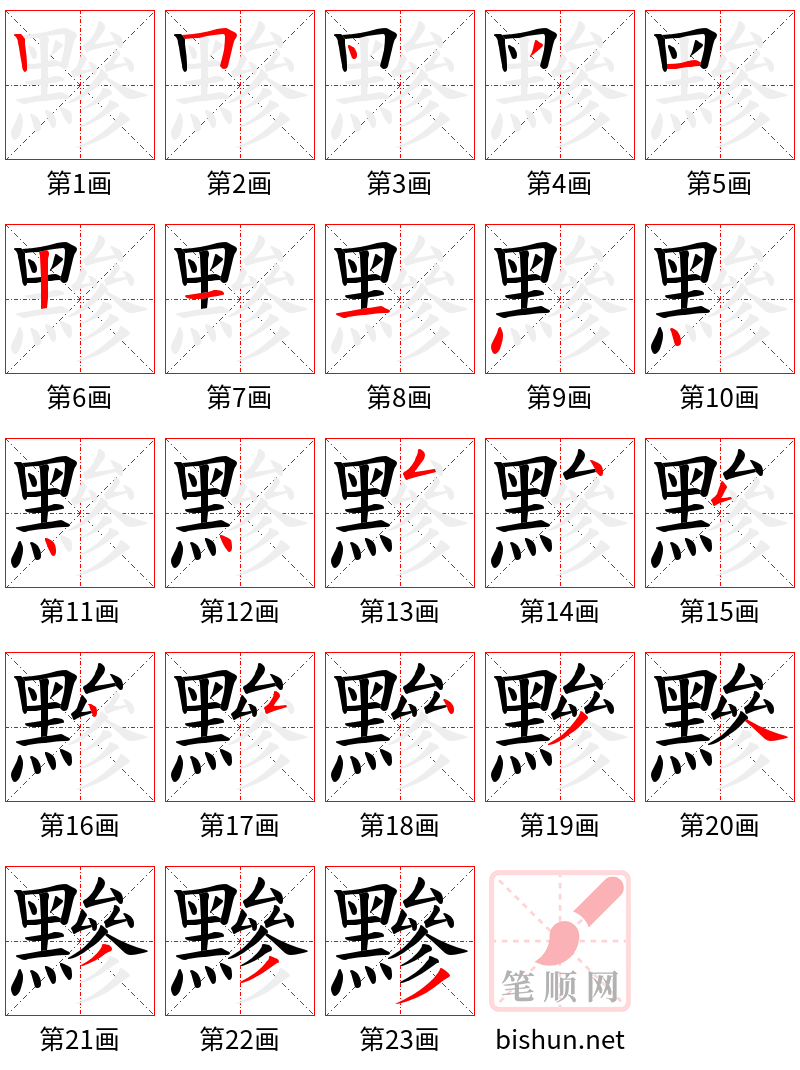 黲 笔顺规范
