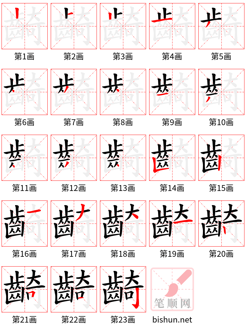 齮 笔顺规范