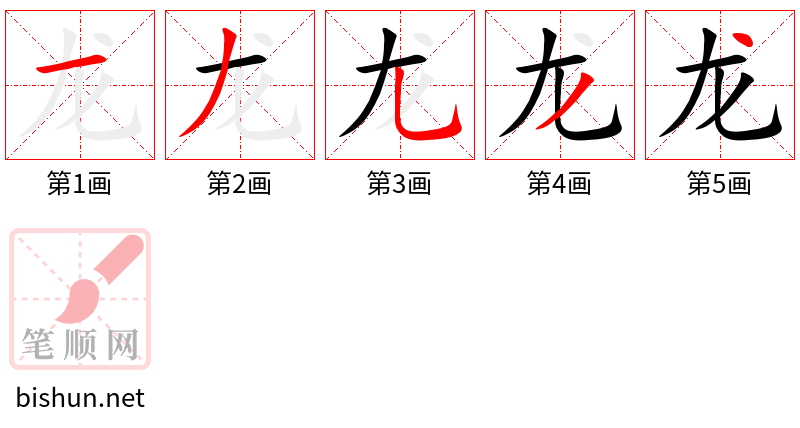 龙 笔顺规范